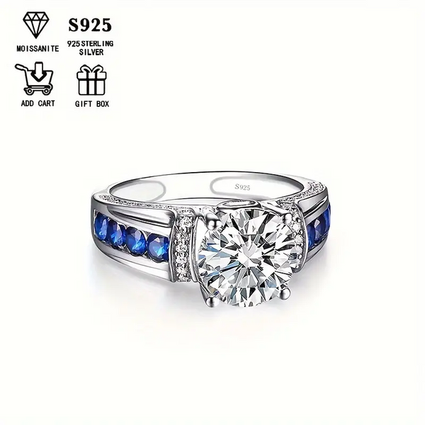 VOPU Main stone 3 carats side blue cubic zirconia Fashionable Rings for Men and Women