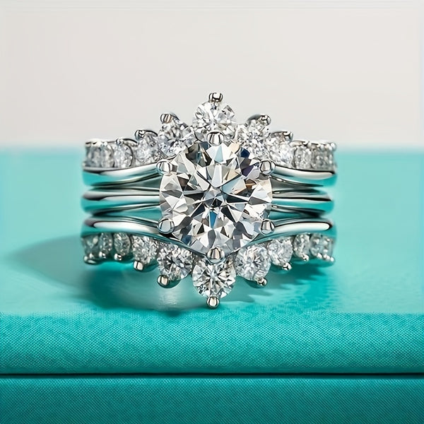 VOPU 3 carat moissanite combination ring for engagement or proposal