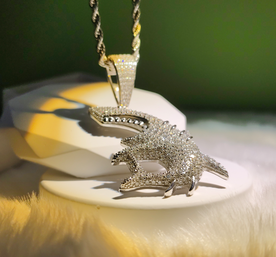 VOPU 2 carat D color Mosan diamond necklace Shark pendant