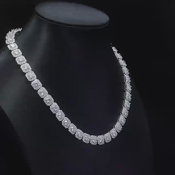 925 Silver with Moissanite 12mm Ice Candy Necklace Bracelet